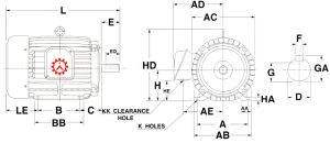 Low-Energy 3-Phase Induction Motor Dimensional View