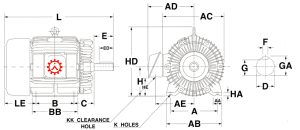 Low-Energy 3-Phase Induction Motor Dimensional View