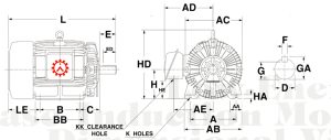 Low-Energy 3-Phase Induction Motor Dimensional View